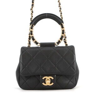 Chanel Chain Shoulder Bag Matelassé Coco Mark Mini Flap AS1357 CHANEL Black H...